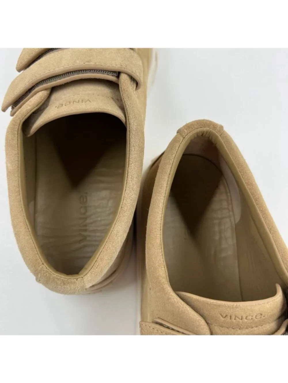 Vince Sunnyside Suede Platform Sneakers Women Size US 7 Multi Strap Sand Beige - Picture 10 of 12